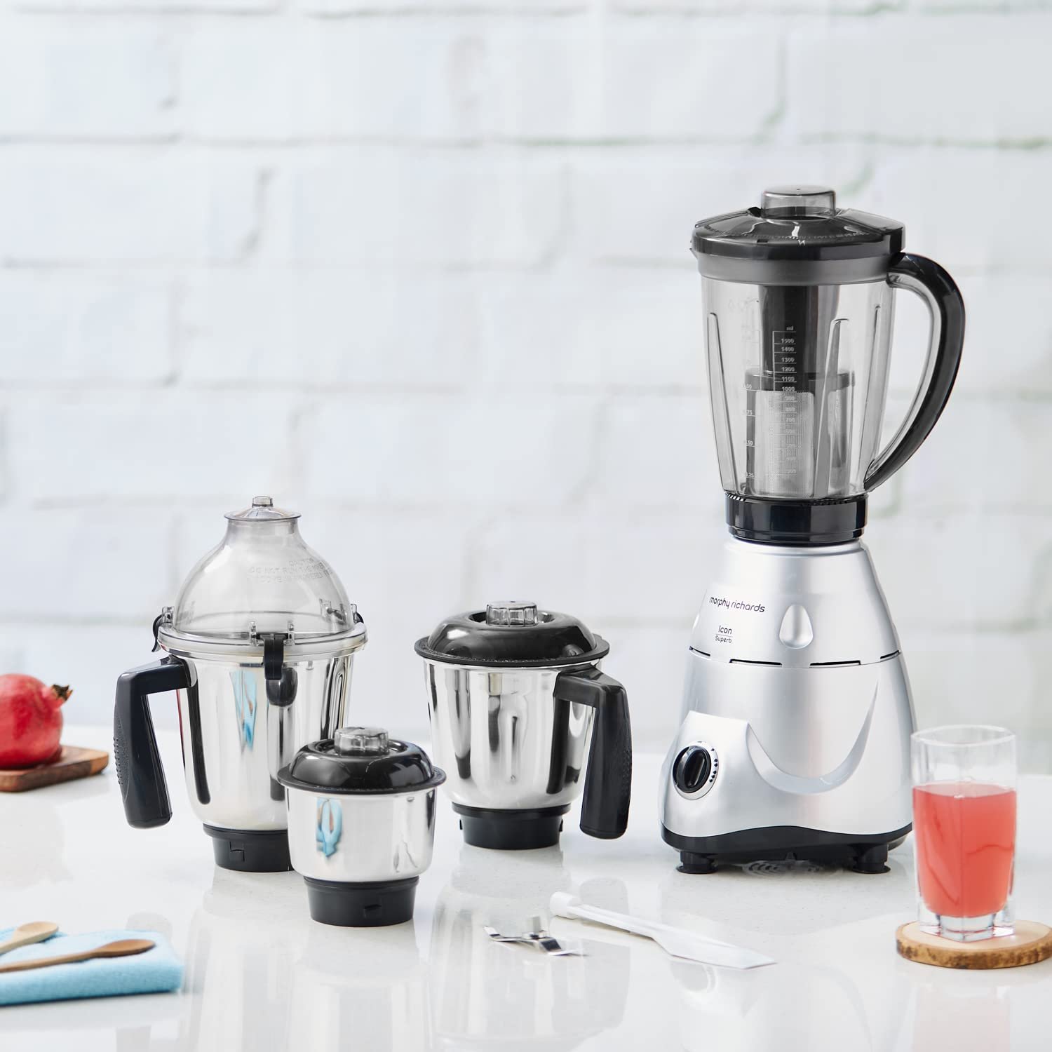 Morphy Richards Icon Superb W Mixer Grinder Jars Silver And Black