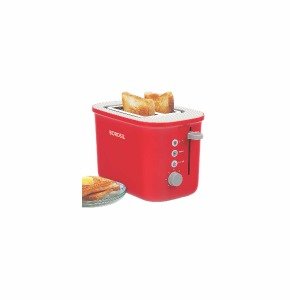 Borosil Krispy Pop-up Toaster, 2-Slice Toaster, 7 Browning Settings, Removable Crumb Tray, 800 W, Red