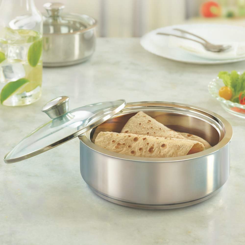 Borosil - Stainless Steel Insulated Roti Server, 2.5 Litres