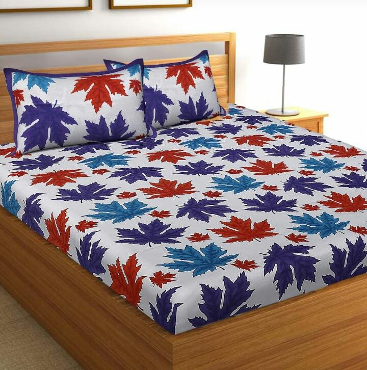 Sanganeri Mart Jaipuri Prints Cotton Bed sheet For Double Bed With Two Pillow Cover Size 85 x 95 Inch