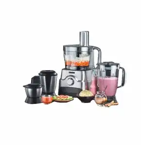 Usha FP 3811 Food Processor 1000-Watt Copper Motor with 13 Accessories(Premium SS Finish), Black and Steel