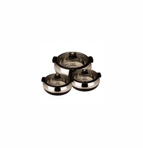 Jaypee Glasserol Set Black, Set of 3 Casserole (800+1200+1700 ml)