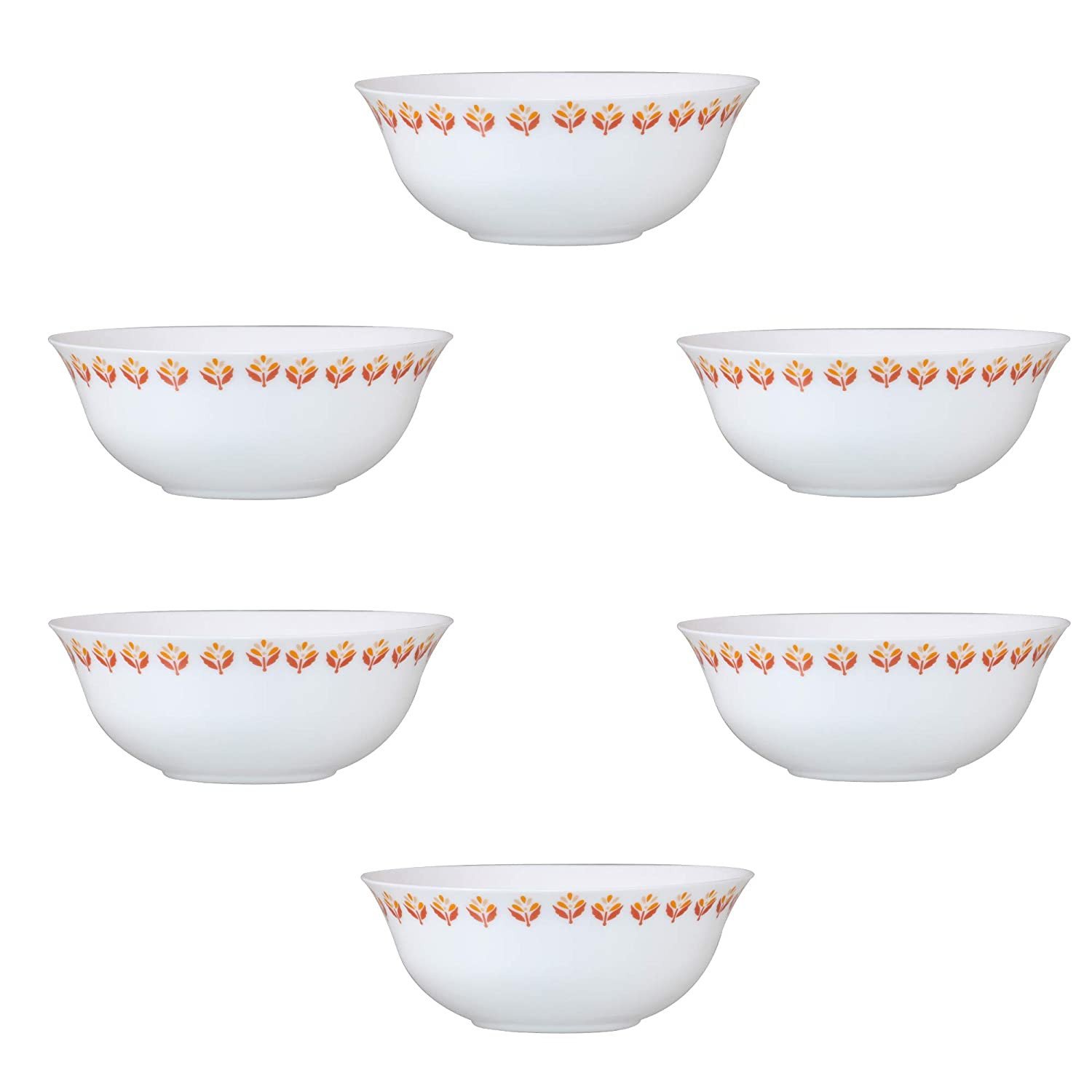 Larah by BOROSIL Veg Bowl (250ml, White)- Set of 6 (Gardenia)