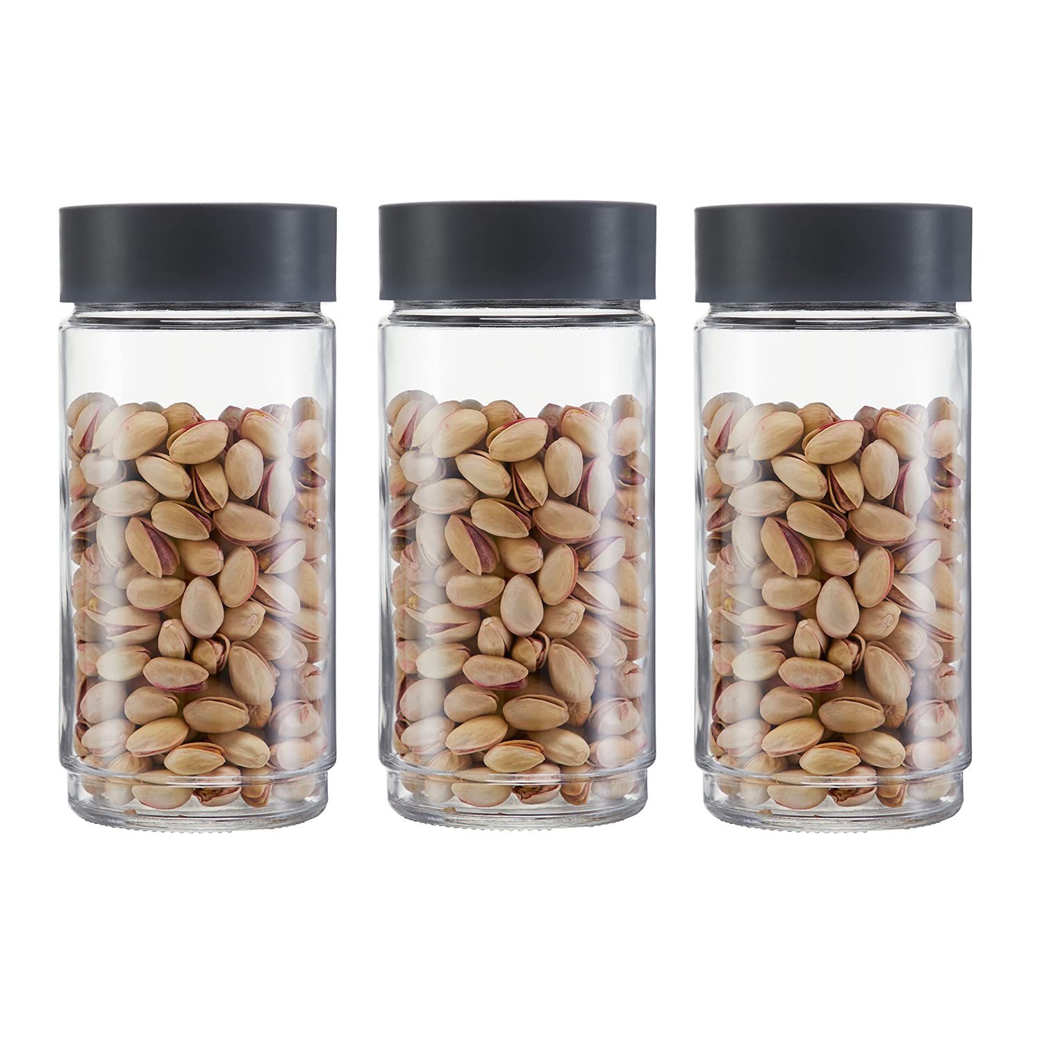 Cello Modustack Glassy Storage Jar, 1000ml (Set of 3), Grey