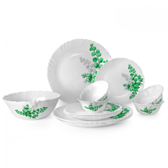 Cello Aqua Leaves Dinner Set Opal Dinnerware Imperial Collection 13 Pcs