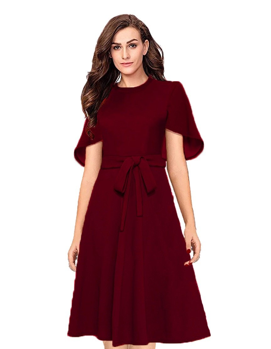Women's Plus Size Maryam Mesh Inset Midi Dress- Burgundy - Curvy Sense