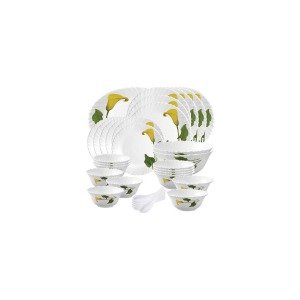LAOPALA Pack of 33 Glass Diva Amber lily Dinner Set (Microwave Safe)