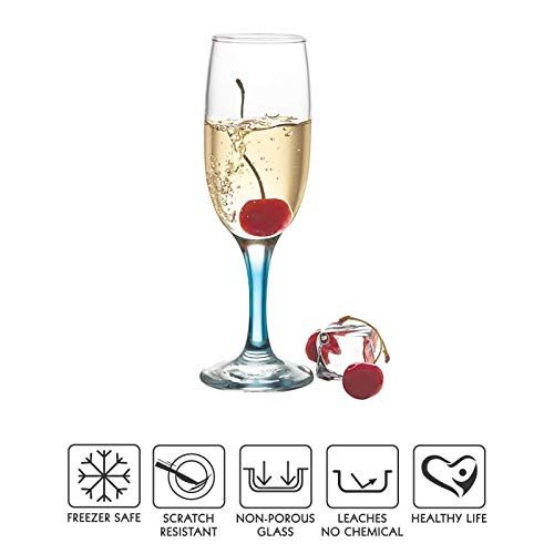 Cello Elegance Glass Champagne Tumblers, Set of 6, 210ml Each, Black