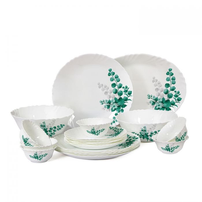 Cello Aqua Leaves Dinner Set Opal Dinnerware Imperial Collection 21 Pcs