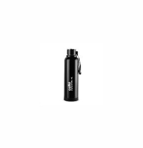 Cello Puro Steel-X Benz Stainless Steel Water Bottle with Inner Steel and Outer Plastic , 900 ml (Black)
