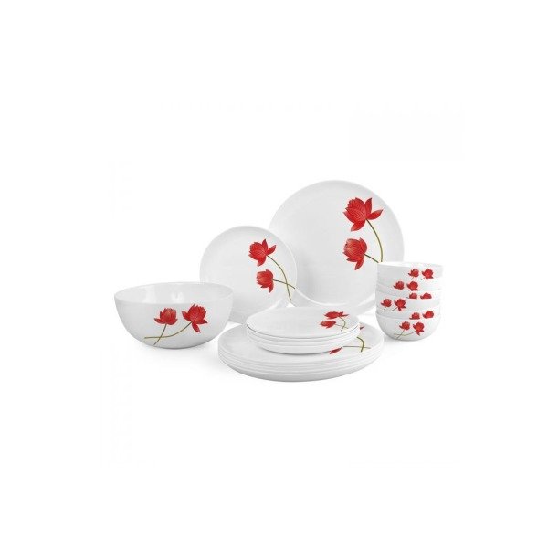 Cello Red Lotus Dinner Set Opal Dinnerware Royale Collection 45 Pcs