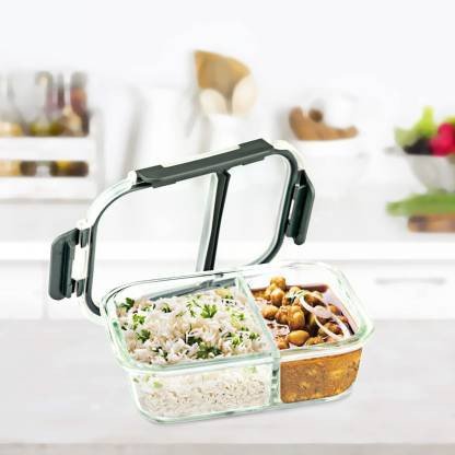 Lunch Box with Clear Lid and Partition 1000ml