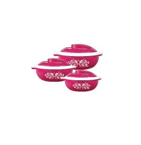 Cello Hot Serve Plastic Casserole Set, 3-Pieces, Pink