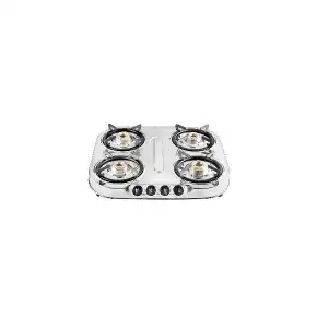 Sunflame 4 Burner Gas Stove with Stainless Steel Body Manual Ignition, 4 Brass Burners (GT 4B OPTRA) Silver