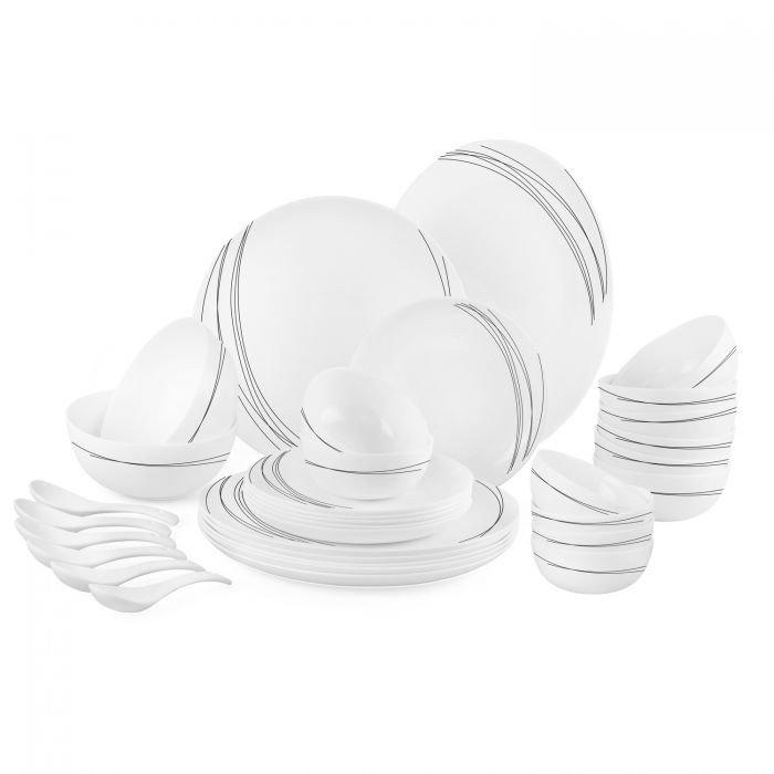Cello Black Curves Pine Dinner Set Opal Dinnerware Royale Collection 33 Pcs