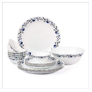 Cello Imperial Vinea Opalware White Dinner Set-19 Pieces - Cello Pack of 19 Opalware Imperial Vinea Dinner Set (Microwave Safe)