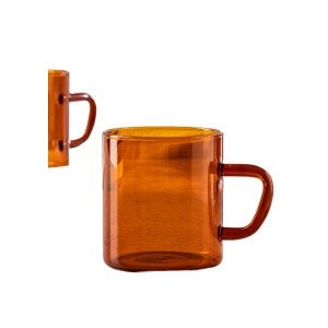 Set of 6 Vision Amber Mugs - Elegant 190 ML Glasses for Coffee, Tea, and More