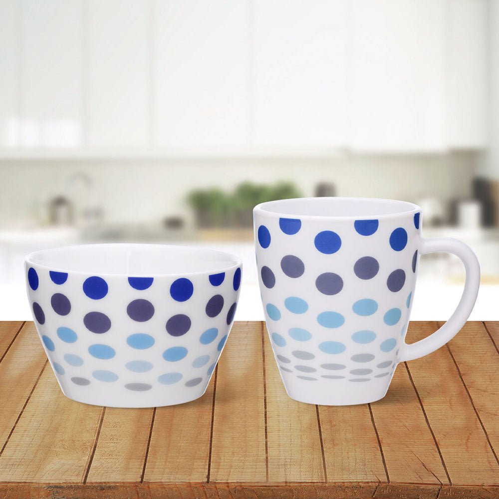 Larah By Borosil Polka Blue Breakfast Set