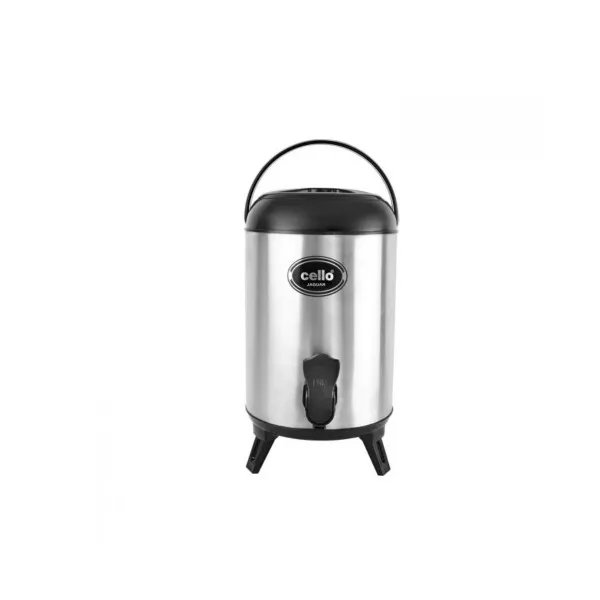 Cello Jaguar Stainless Steel Double Walled Water Jug & Dispensers, Black (Hot and Cold,Horeca Steel) 6000 ml