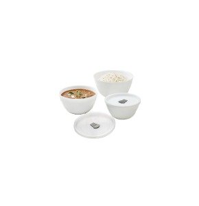 Larah By Borosil Snow Mixing Bowl w Lid, Set of 3(500ml+750ml+1liter)