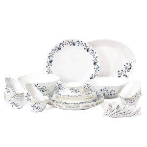 Cello Imperial Vinea Opalware White Dinner Set-27 Pieces - Cello Pack of 27 Opalware Imperial Vinea Dinner Set (Microwave Safe)