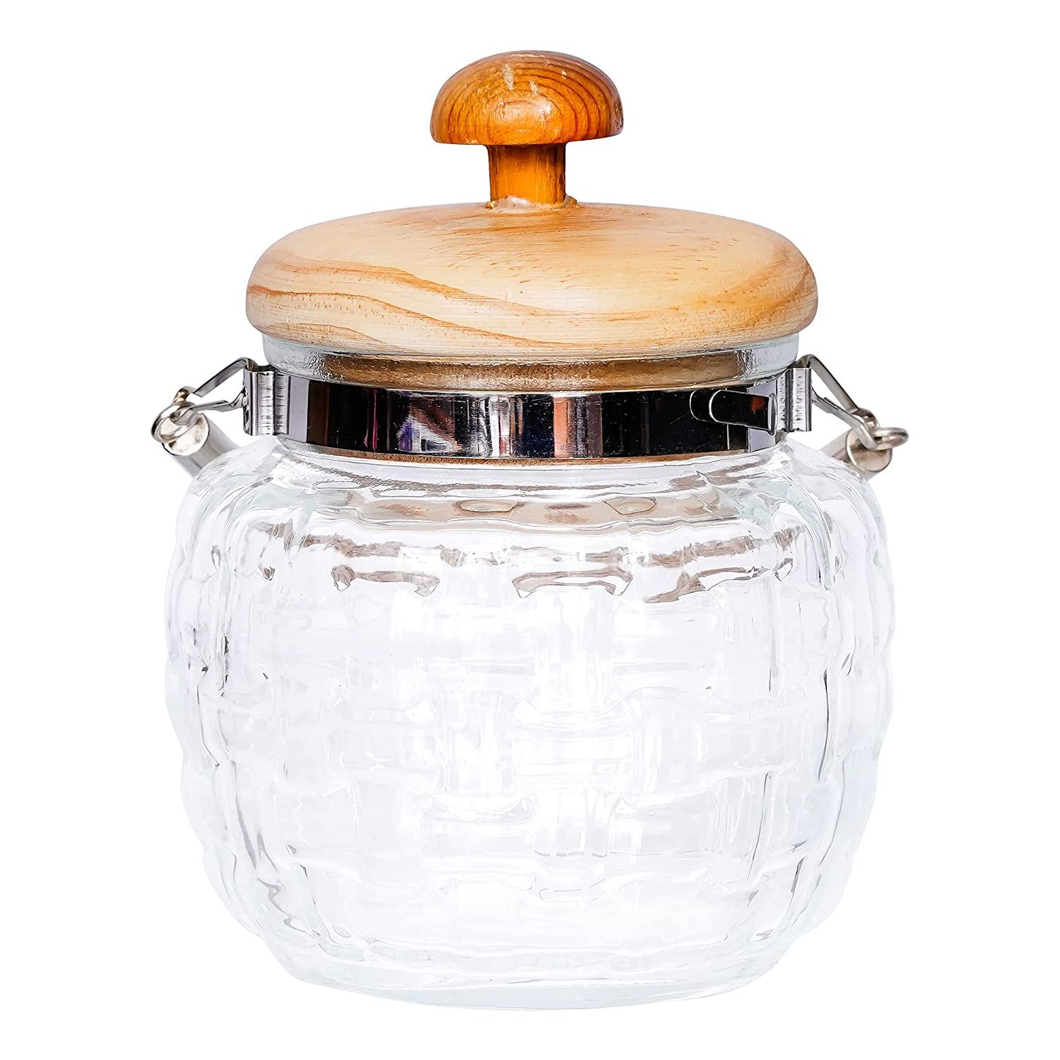 Glass Kitchen Storage Jar with Bamboo Lid, 500 ML, Set of 6