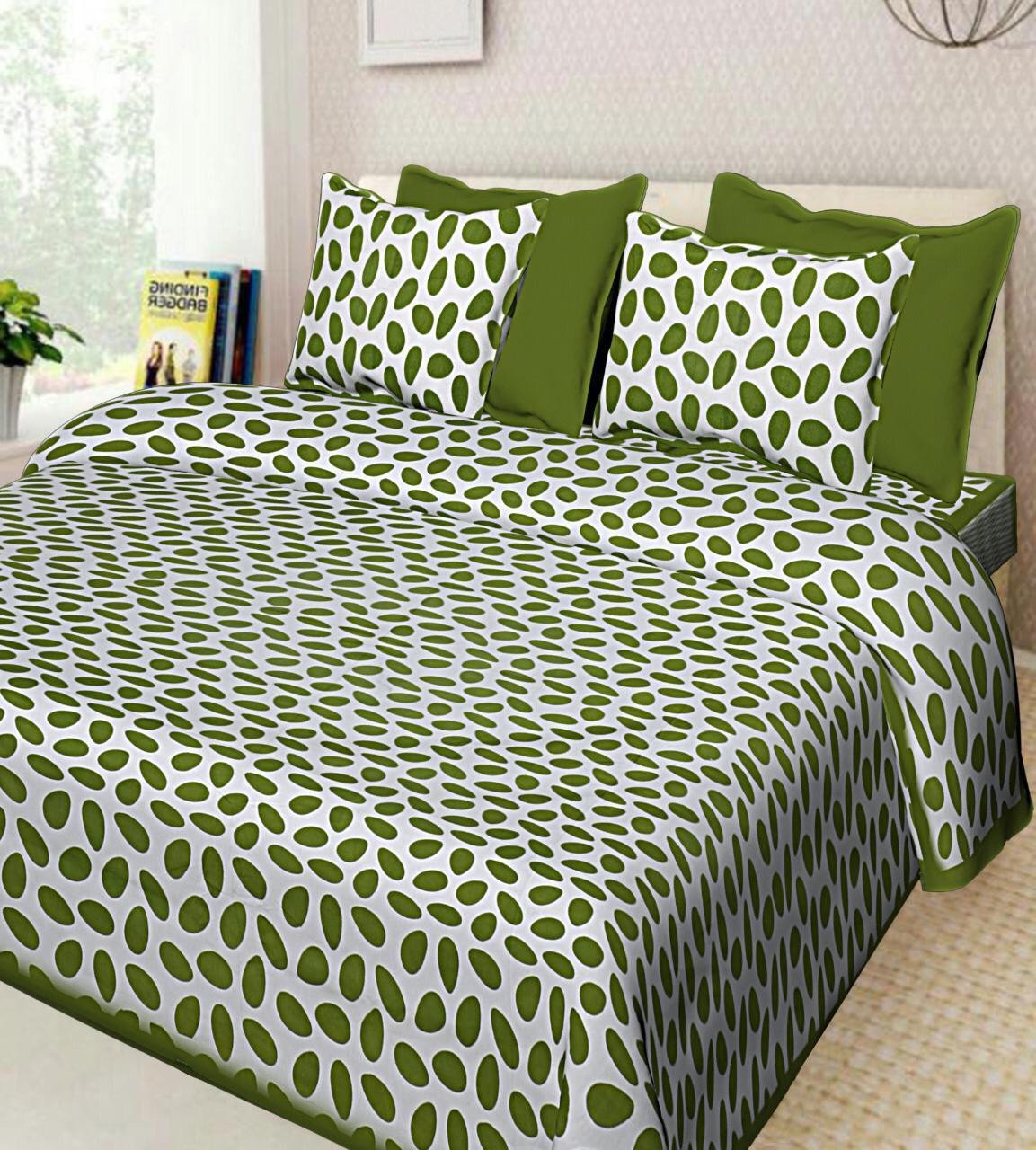 Sanganeri Mart Jaipuri Prints Cotton Bed sheet For Double Bed With Two Pillow Cover Size 85 x 95 Inch