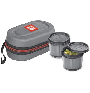 Milton Nutri Stainless Steel Insulated Lunch Box, 320ml, Set of 2, Grey