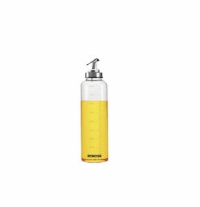 Borosil Glass Oil Dispenser, 1000 ml, Silver, Cooking Oil Sprayer