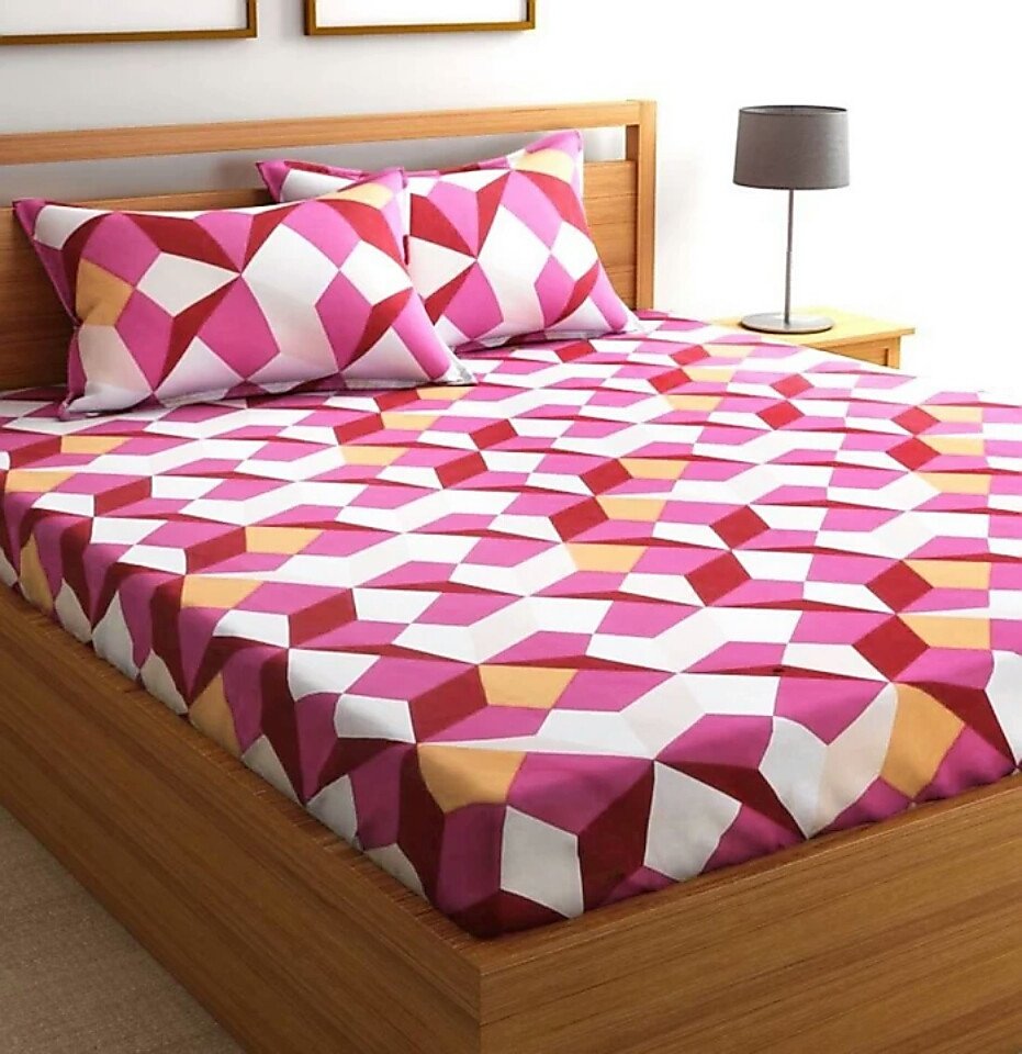 Sanganeri Mart Jaipuri Prints Cotton Bed sheet For Double Bed With Two Pillow Cover Size 85 x 95 Inch