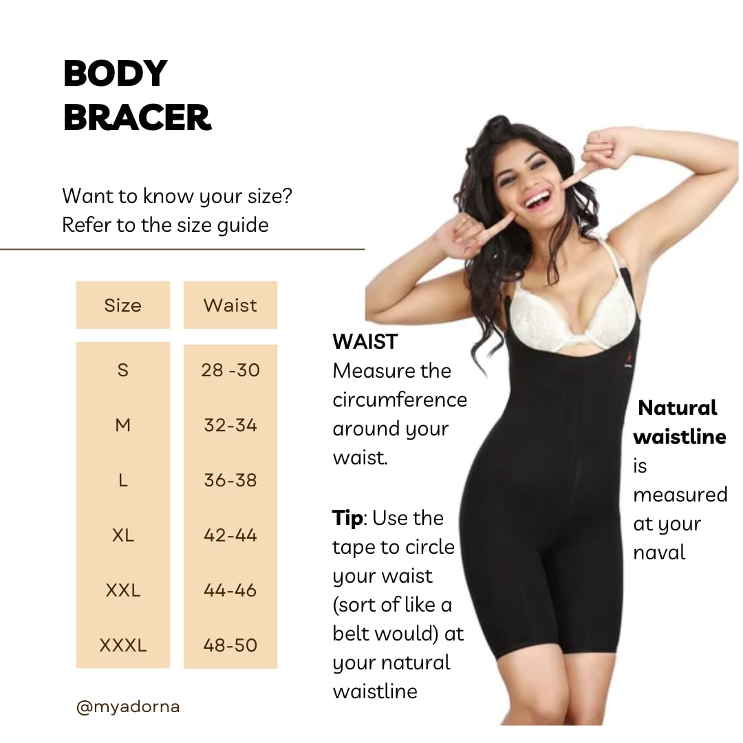 Women Cotton Spandex Blend Body Bracer for Thighs, Back, Tummy - Soft  Stretchable Tummy Control with Adjustable Strap for Full Body Shaping and  Slimming