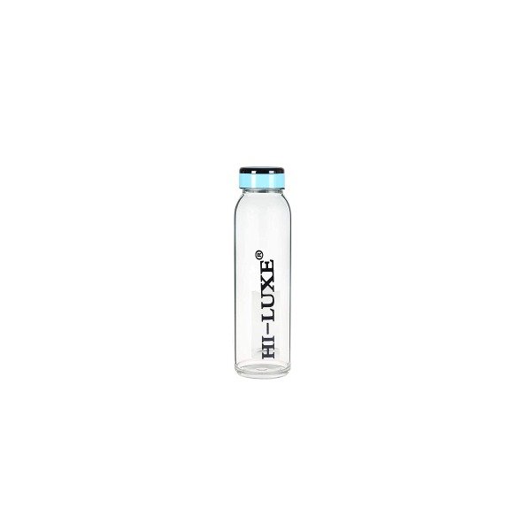 HI-Luxe Borosilicate Glass Water Bottle (Blue, 1000Ml)